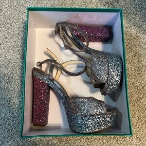 Jessica Simpson Silver and Purple Glitter Heels